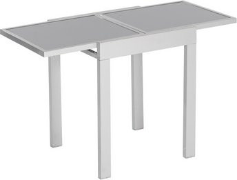 MERXX Balkontisch mit Sicherheitsglas-Tischplatte aus Aluminium in Grau, B/H/T: 65 x 75 x 130 cm - Bild 1