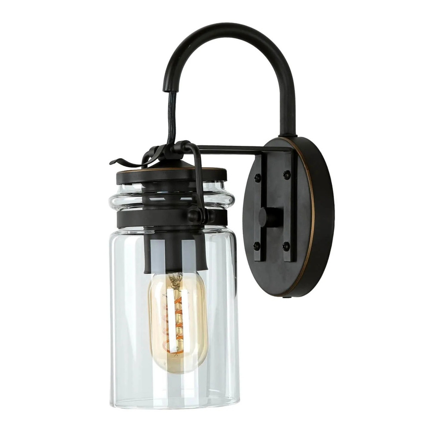 Licht-Erlebnisse Wandleuchte Industrial aus Glas und Metall in Bronze Antik, E27, Höhe: 29,2 cm - Bild 2
