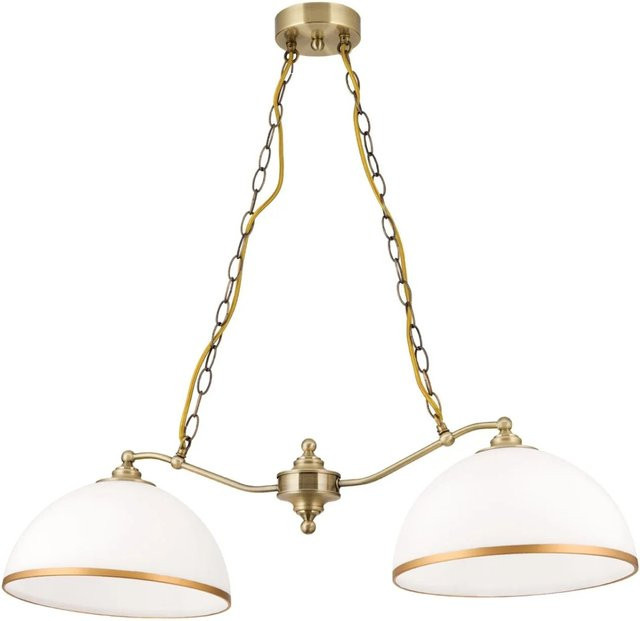 Orion Leuchten Hängeleuchte Old Style in Gold/Messing mit weißem Milchglas, Höhe: 85 cm, Breite: 30 cm - Bild 1
