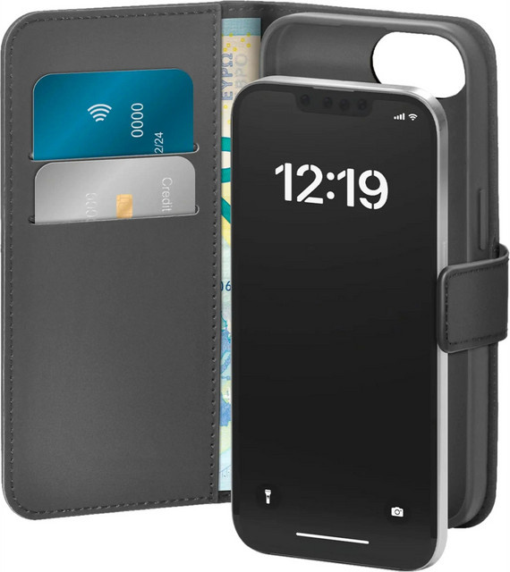 SBS Wallet Stand Case Handyhülle für iPhone 16e, Schwarz - Bild 1