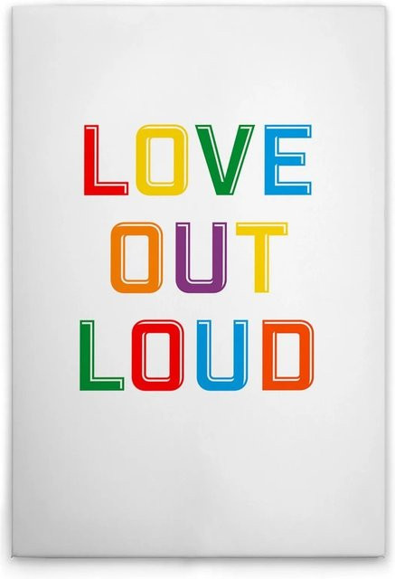 Tadessi Leinwandbild Love Out Loud M1-No.51993 in Bunt, modernes abstraktes Motiv mit Typografie im Querformat, Breite: 120 cm, Höhe: 80 cm - Bild 1