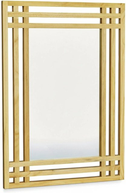 Relaxdays Wandspiegel Kiefer in Gitteroptik, Farbe: Braun, B/H/T: 70 x 50 x 2 cm - Bild 1