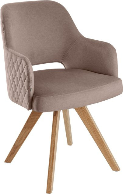 VEGA Drehstuhl Twist aus Samt in Taupe mit Eichengestell, B/T/H: 46 x 47 x 85 cm - Bild 1