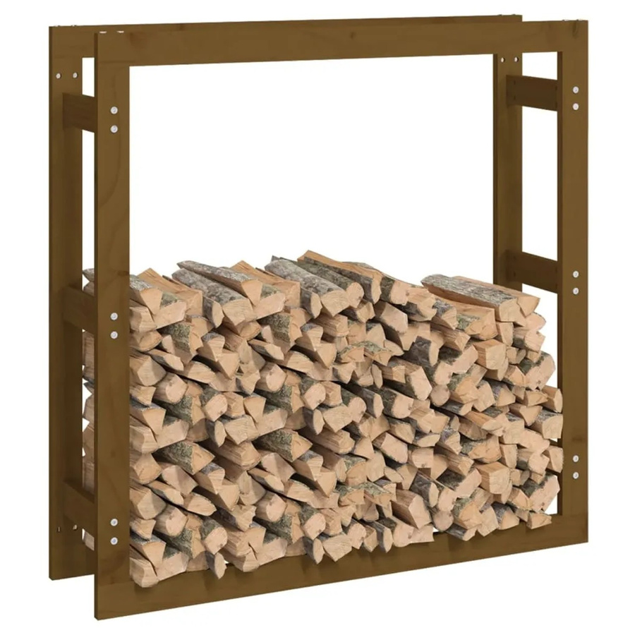 vidaXL Kaminholzregal aus Kiefernholz in Honigbraun, rustikales Holzregal B/T/H: 100 x 25 x 100 cm - Bild 2
