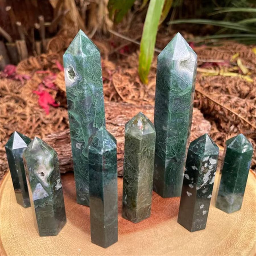 CrystalHola Wassergras-Achat-Quarzkristall Obelisk in Grün für Heimdekoration und Schmuckherstellung - Bild 4