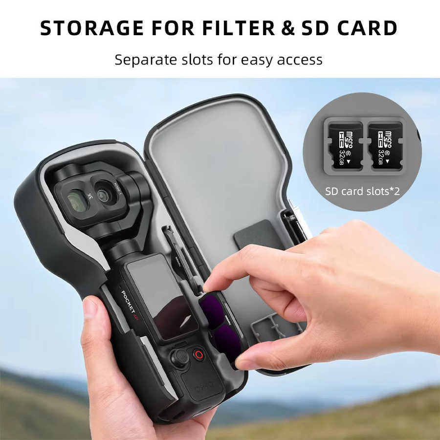 BRDRC Tragetasche für DJI Pocket 4P Kamera mit ABS-Hartschale als Aufbewahrungsbox und Schutzhülle für Objektiv und Bildschirm - Bild 2