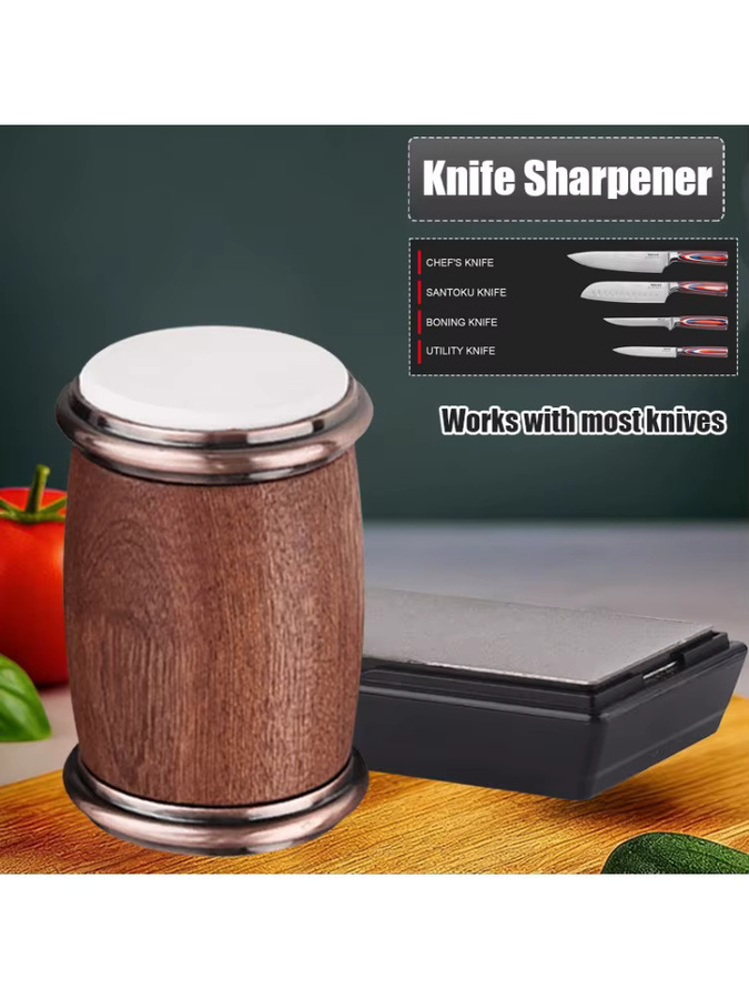 WXCOO Rollender Messerschärfer-Set mit magnetischem Messerhalter aus Holz und Diamant-Schleifstein für 15 und 20 Grad Winkel - Bild 6