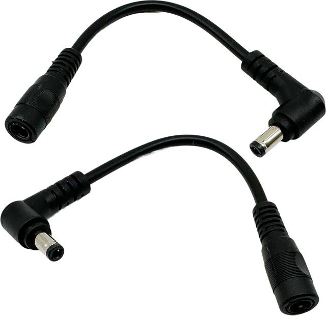 UpperFu 2er Set DC-Stromstecker Adapter Set Schwarz: 5,5mm x 2,5mm Stecker rechtwinklig auf 5,5mm x 2,1mm Buchse für CCTV und LED-Streifen - Bild 1