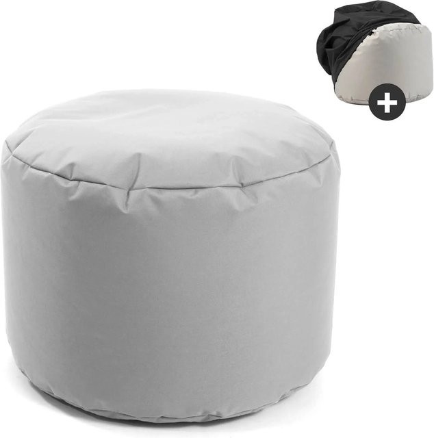 mokebo Outdoor Pouf Hocker in Grau mit wasserabweisender Schutzhülle und EPS-Perlen Füllung - Bild 1