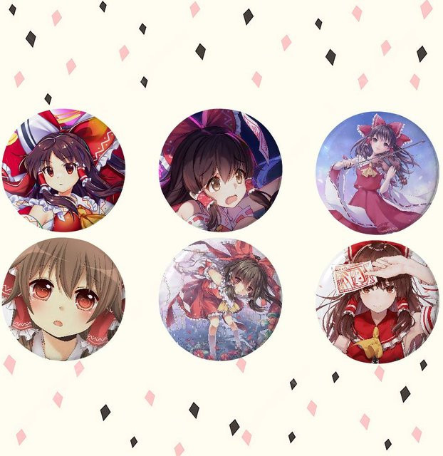Bilibili Anstecknadel Reimu Hakurei Anime, Runde Brosche - Bild 1