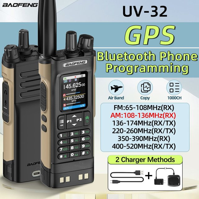Baofeng UV-32 GPS Walkie Talkie mit Bluetooth und 10W Vollband für Long Range Funkbetrieb - Bild 1