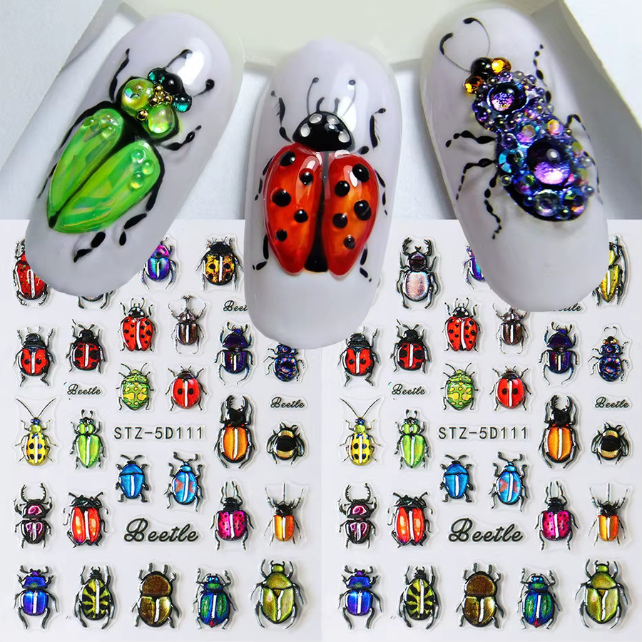 Full Beauty Marienkäfer Nail Art Aufkleber, 3D Cartoon Nagelaufkleber - Bild 2