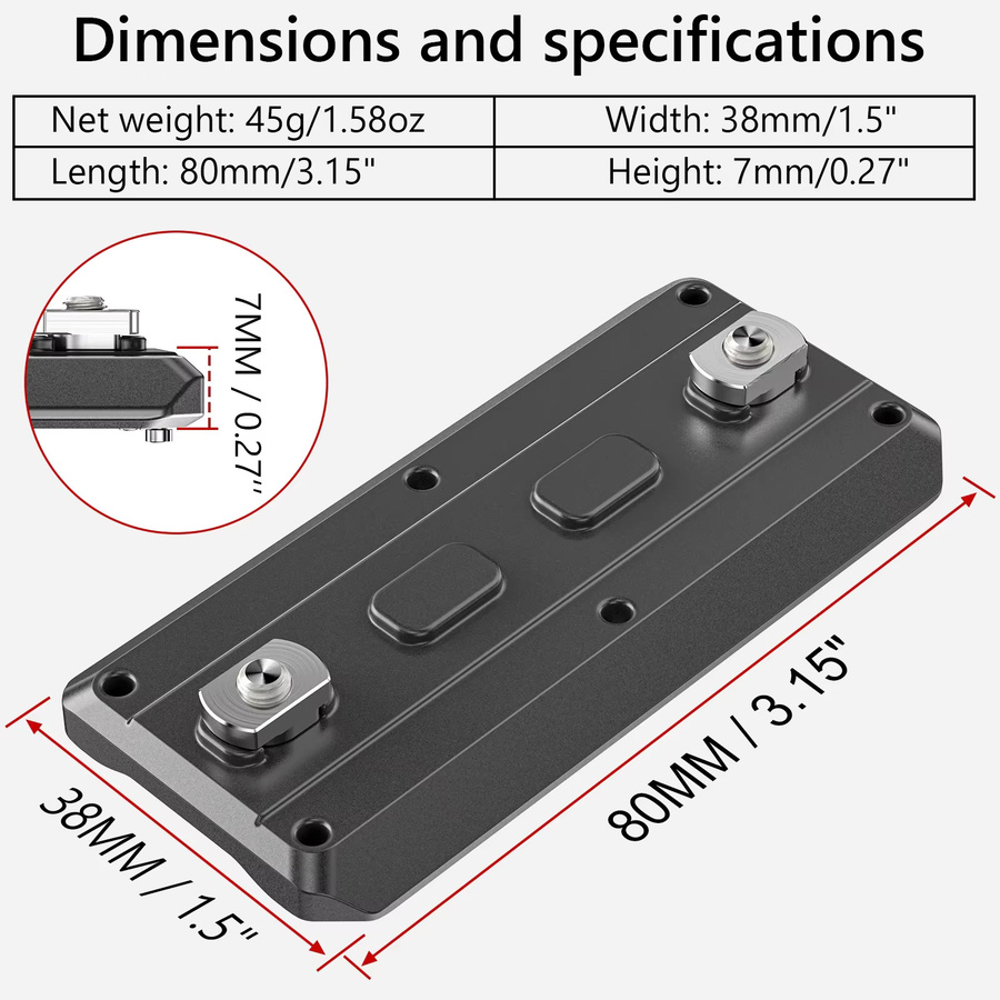 EVUMO Arca-Swiss-Schienenadapter-Basis Mlok Schnellwechselplatte aus Aluminium in Schwarz für RRS Stativ und Jagdzubehör - Bild 3