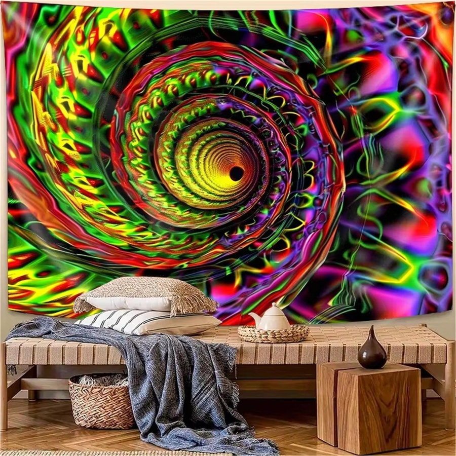 JMG Household Supplies Wandteppich Spiral Psychedelisch Neon Multicolor, Breite: 40 cm, Höhe: 60 cm - Bild 3