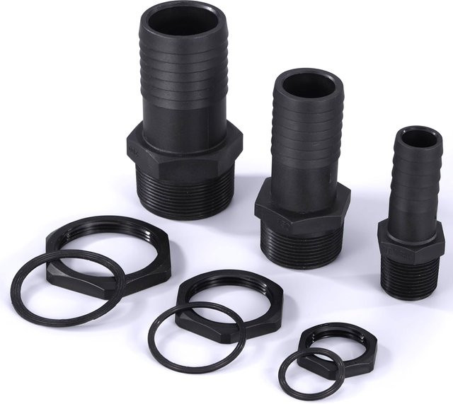 MUCIAKIE Schlauchadapter aus Kunststoff mit Widerhaken für Wassertank und Gartenbewässerung, Schwarz, 3/4 Zoll - Bild 1