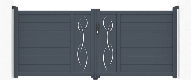 Casanoov Schwingtor Life Doppeltor aus Aluminium in Grau und Schwarz mit Ranger B150 Motorisierung, B/H: 305 x 120 cm - Bild 1