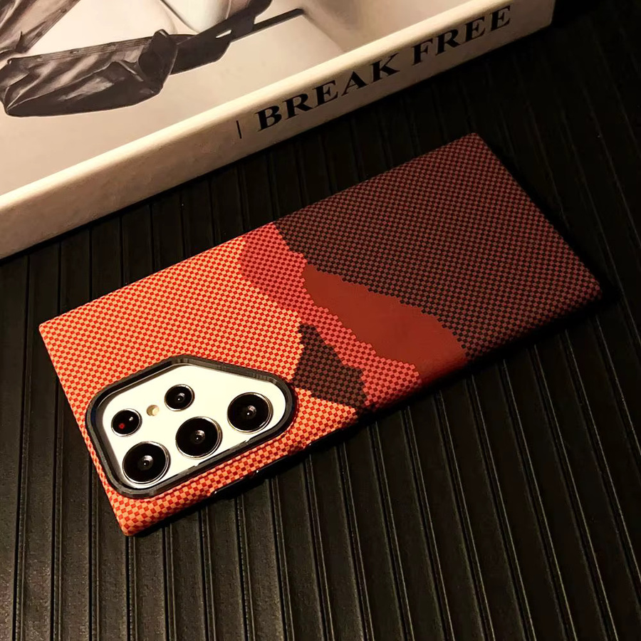 Magnetische Carbonfaser-Schutzhülle für Samsung Galaxy S26 Ultra S25 S24 S23 Plus S23 Ultra in Rot, Slim Thin Case mit MagSafe Kompatibilität - Bild 3