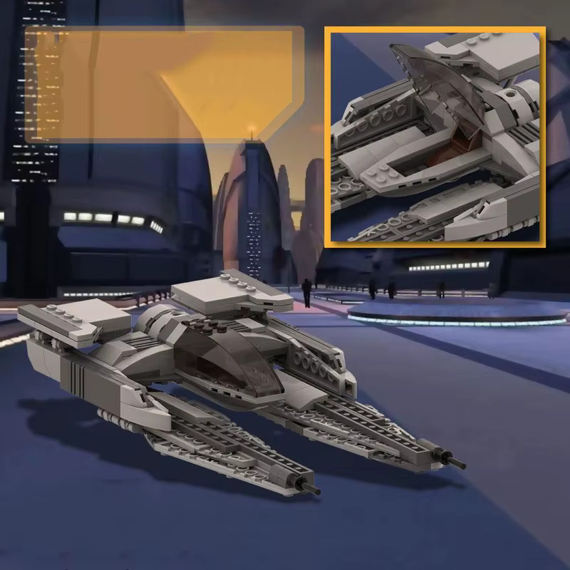 STERN Star Wars Jedi Bürgerkrieg Space Fighter V2 MOC DIY Modellbausteine Set, 203 Teile, Grau - Bild 2