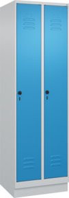 C+P Wäsche-Spind Classic PLUS mit Sockel, 2 Abteile, Stahl, grau/blau, H x B x T: 195 x 60 x 50 cm - Bild 1