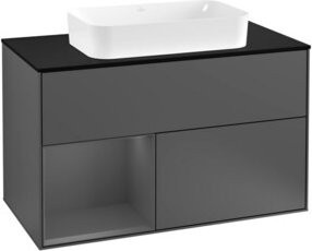 V&B Waschtischunterschrank Finion 100 mit Wandbeleuchtung, Anthrazit, Breite: 100 cm, Höhe: 50,1 cm, Tiefe: 50,1 cm - Bild 1