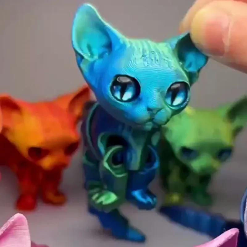 Fashnics Siamois 3D-Druck Figur – Bewegliches Siamjesische Katze Anti-Stress Spielzeug und Dekoration, mehrfarbig, Höhe: 12 cm - Bild 4