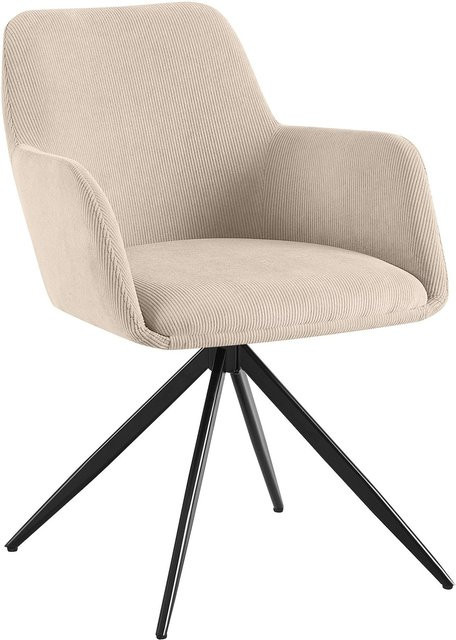 CLP Esszimmerstuhl Olema Cord drehbar in Beige mit Armlehne und Rückenlehne - Bild 1