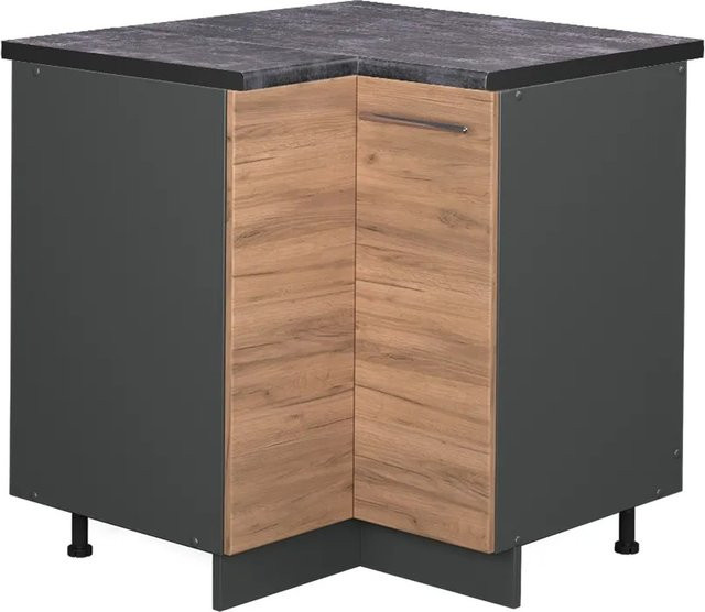 Vicco Eckunterschrank Fame-Line Goldkraft Eiche Anthrazit modern mit Soft-Close-Türen B/T/H: 80,5 x 60,0 x 82,0 cm - Bild 1