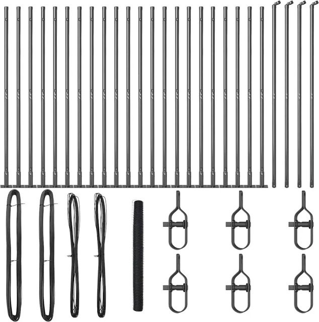 vidaXL Zaunpfosten aus Stahl und PVC in Grau, Höhe: 1,6 m, Breite: 5 cm - Bild 1