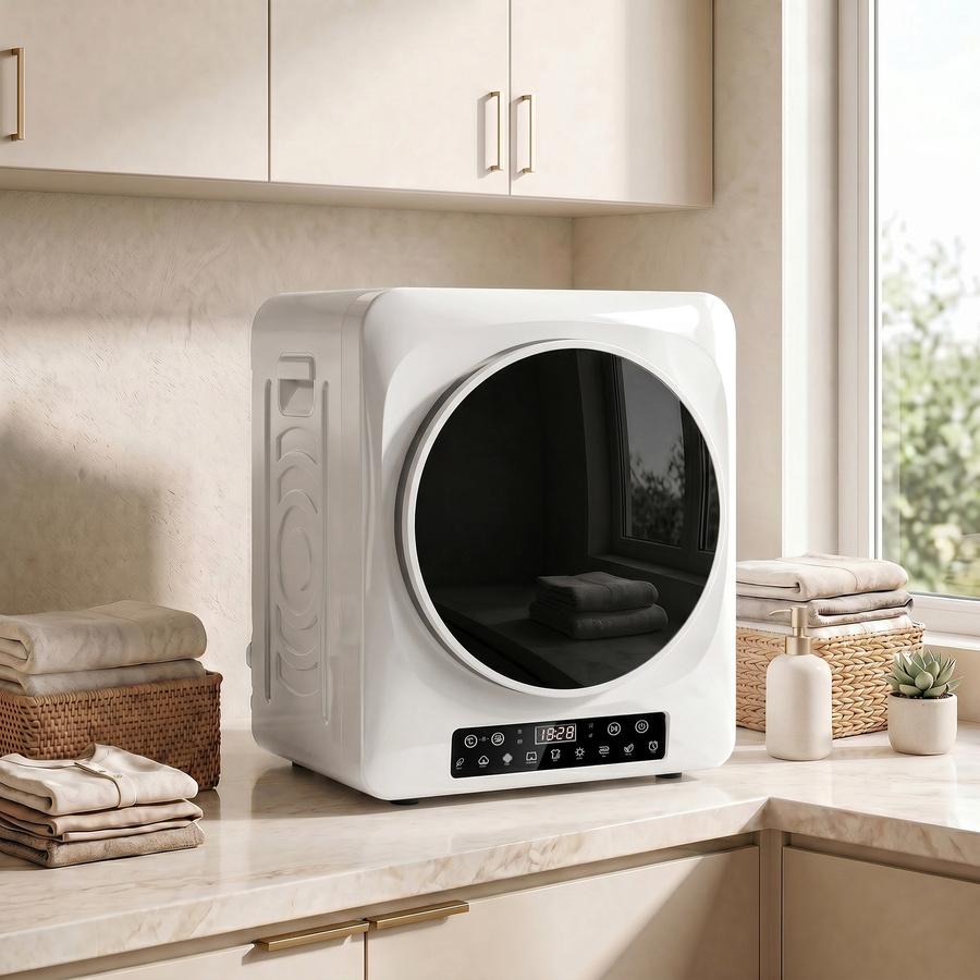 HOMCOM Mini Ablufttrockner Weiß, 5 kg Kapazität, 1000W mit 4 Programmen, Knitterschutz, Extra-Trocken & ECO-Modi sowie Timer - Bild 2