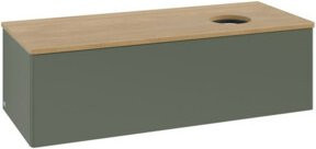 V&B Waschtischunterschrank Antao mit Beleuchtung, Farbe: WBP honig und Lackgrün, B/T/H: 120 x 50 x 50 cm - Bild 1