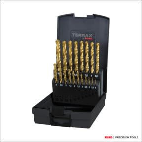 RUKO Spiralbohrer Satz DIN 338 Typ N HSS-TiN geschliffen in gold, 19 Bohrer in Kunststoffkassette - Bild 1