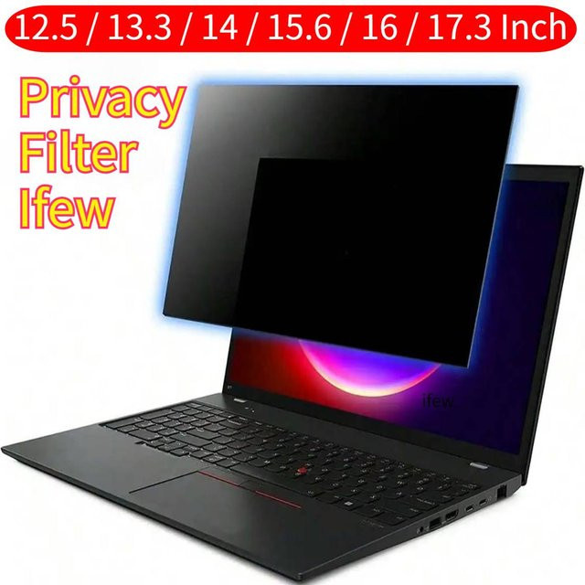 ifew Sichtschutzfolie für Laptop und Notebook in Schwarz, Anti-Spy-Filter für 12,5 bis 17,3 Zoll - Bild 1