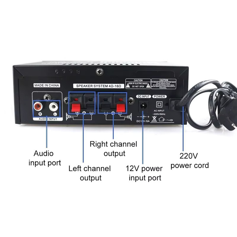 Luxuglow 2-Kanal Bluetooth Leistungsverstärker mit Fernbedienung, Mini Audioverstärker für Auto und Zuhause mit USB und SD-Kartenslot - Bild 3