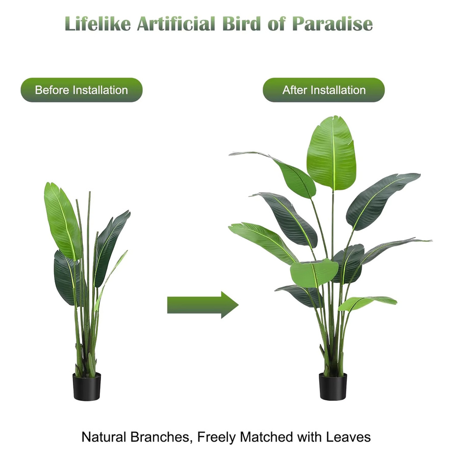 HiMISS Künstliche Palme in Grün mit schwarzem Pflanzgefäß, Höhe: 120 cm - Bild 3