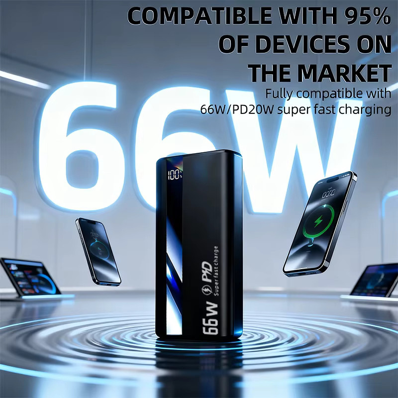 Cohana Powerbank 60000mAh mit 66W Schnellladefunktion in Weiß für iOS und Android, tragbares Ladegerät für 5 Geräte - Bild 3