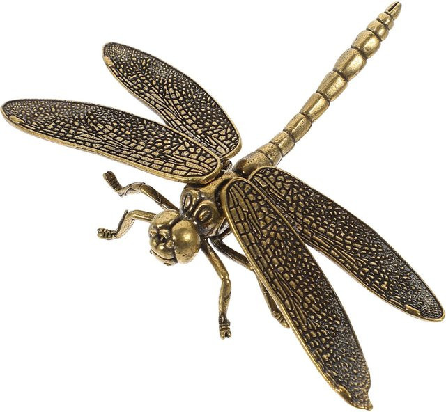 Yiran Furniture Libellen-Ornament aus Messing als dekorative Figur für die Heimdekoration, Gold/Silber, B: 9,5 cm, T: 6,7 cm, H: 1,5 cm - Bild 1