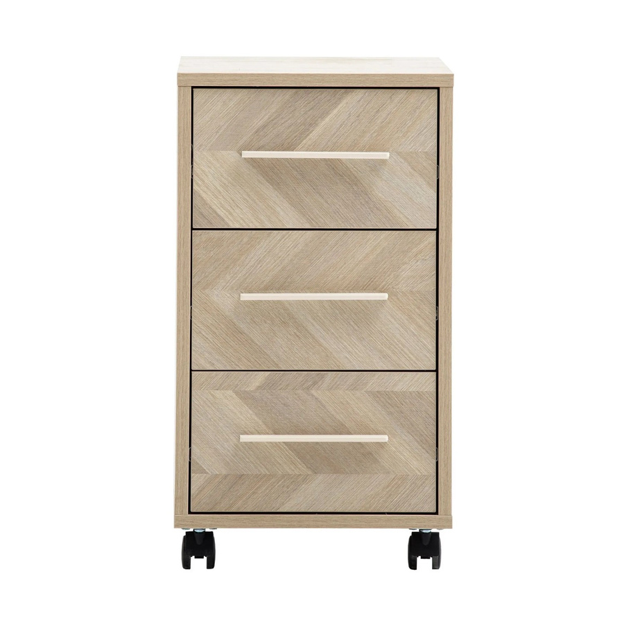 Schildmeyer Rollcontainer Arezzo in Eiche mit Chevron-Dekor, B/T/H: 59,7 x 32,6 x 39,1 cm - Bild 2