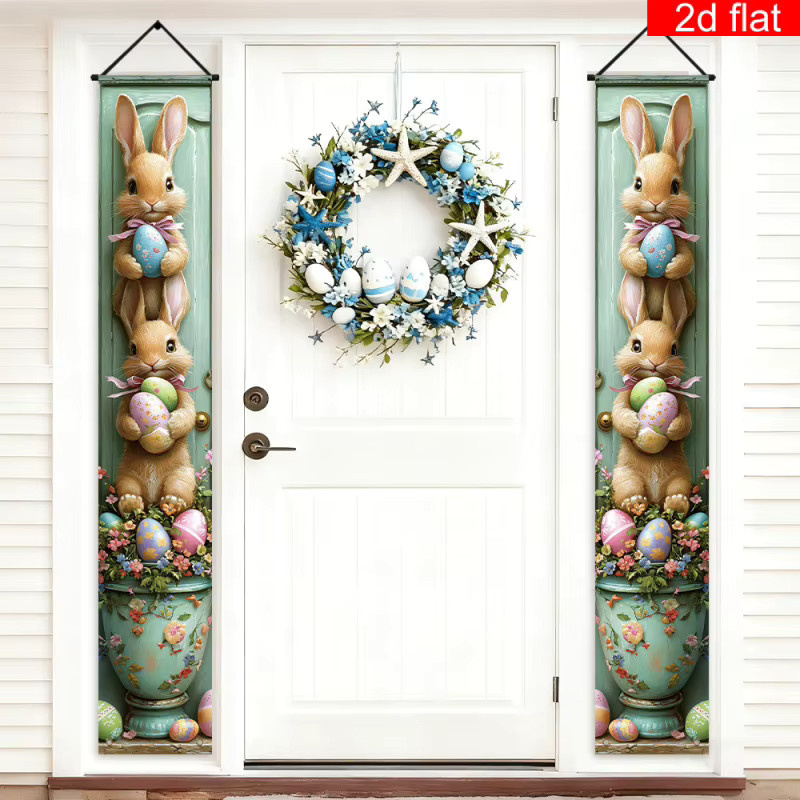 VIKAMA Osterhase-Türhänger mit Eiern, 2D-Flach-Türvorhang-Set in Multicolour zur Osterdekoration - Bild 3