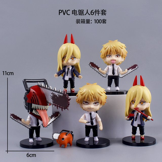Bandai Chainsaw Man Denji Pochita Makima Q-Version Actionfiguren, 6-teiliges Set - Bild 1