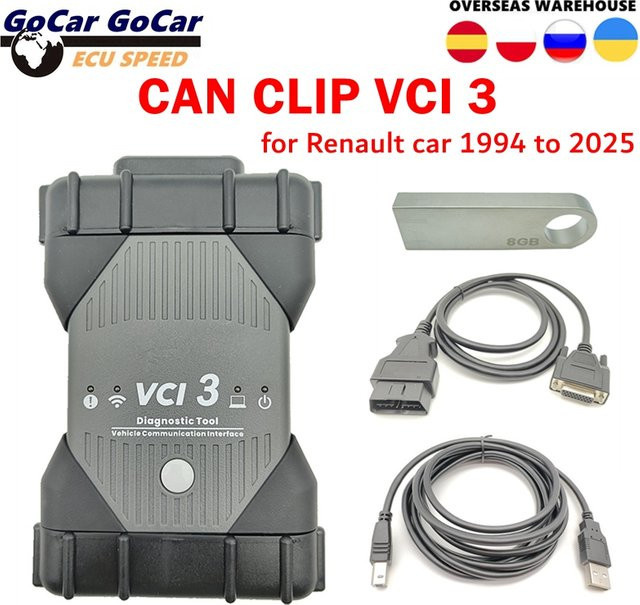 KÖNNEN V240 CLIP VCI3 Wifi OBD2 Diagnose Scanner für Renault mit voller Programmierung in Schwarz - Bild 1