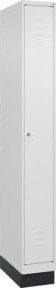 C+P Spind Classic PLUS Garderobenschrank mit Sockel, 1 Abteil, Farbe Grau/Weiß, H x B x T: 195 x 25 x 50 cm, mit Zylinderschloss und 3 Garderobenhaken - Bild 1
