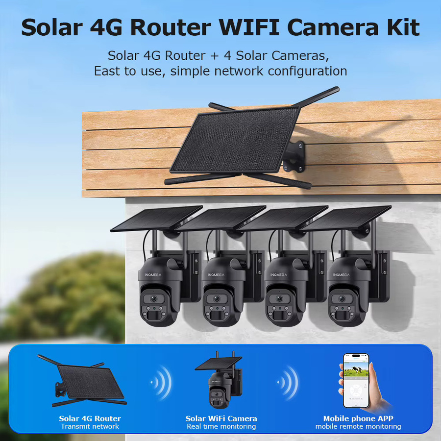 INQMEGA 4G Solar WiFi Kamera mit 150Mbps Repeater und PTZ Funktion, IP66 Wasserdicht, Schwarz - Bild 2