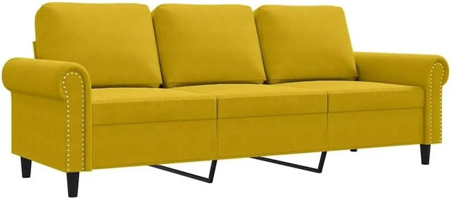 vidaXL 3-Sitzer-Sofa in Gelb mit Samtbezug und Metallrahmen - Bild 1