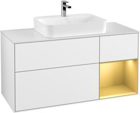 V&B Waschtischunterschrank Finion mit Wandbeleuchtung, Weiß lackiert, Breite: 120 cm, Höhe: 50,1 cm, Tiefe: 50,1 cm - Bild 1