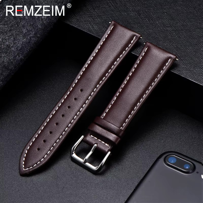REMZEIM Uhrenarmband Kalbsleder, Schwarz, Unisex - Bild 1