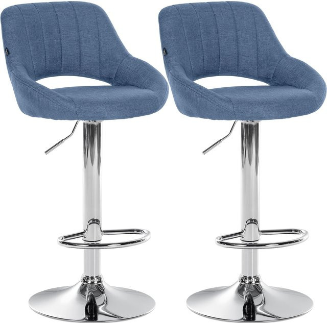 CLP Barhocker 2er Set Milet höhenverstellbar mit Lehne, gepolsterte Barstühle mit Stoffbezug und Metallgestell, drehbar - Bild 1