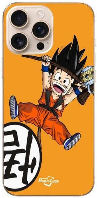 Maniacase iPhone 16 Pro Hülle Dragon Ball Design in Schwarz und Orange, flexibel - Bild 1