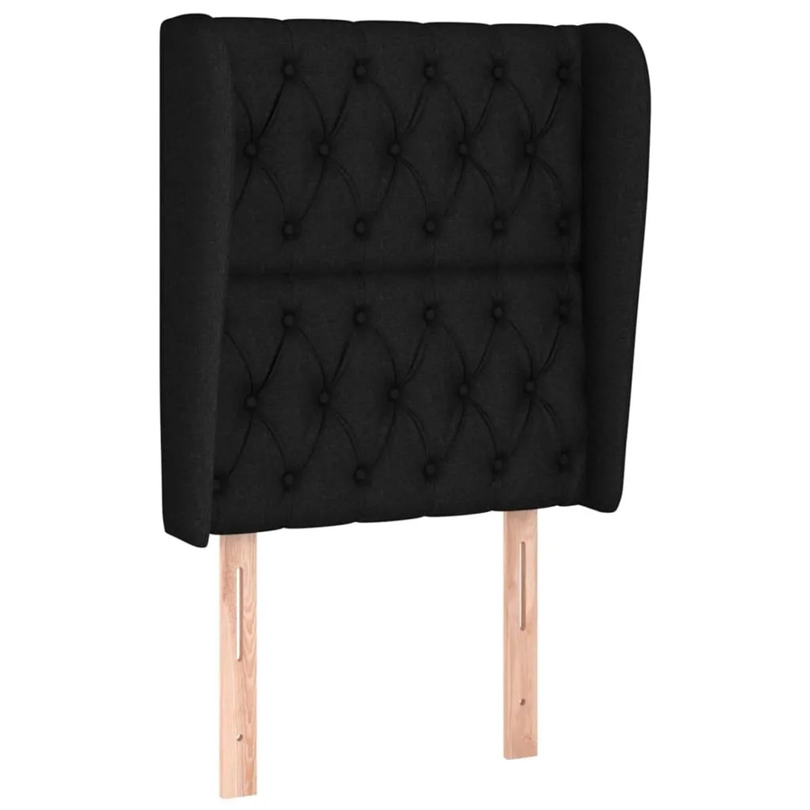 vidaXL Kopfteil mit Ohren in Schwarz aus Stoff und Holz B/T/H: 83 x 23 x 118/128 cm - Bild 2