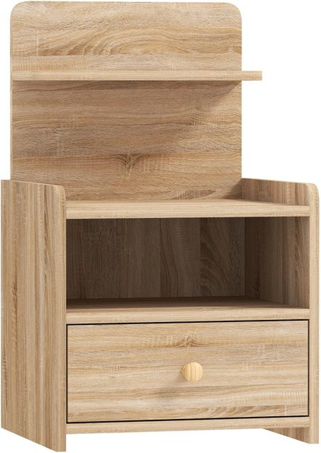 HOMCOM Nachttisch mit Schublade in Naturholz Brown für Schlafzimmer und Wohnzimmer mit modernem Design, B/T/H: 35 x 40 x 66 cm - Bild 1