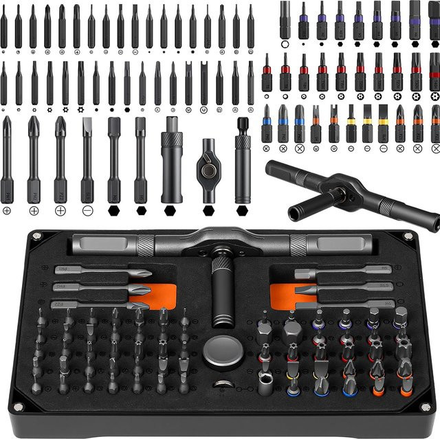 KING'SDUN 74in1 Präzisions-Magnet-Ratschenschraubendreher-Set mit abnehmbarem T-Griff und Magnetisierer für Elektronik, Möbel und Fahrrad - Bild 1